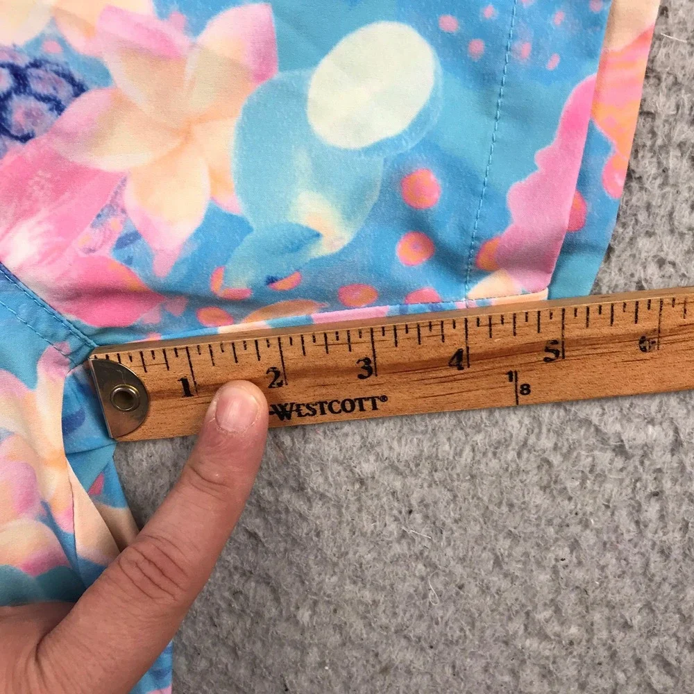 Chubbies Blue Floral Linerless Swim Trunks with Pink & Peach Accents